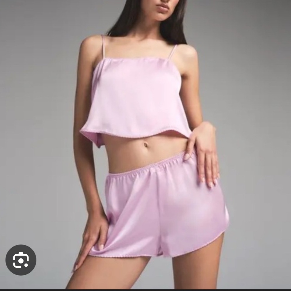 SKIMS Woven Shine Cami Sleep Set in Pink Rose